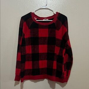 Secret Treasures Red and Black Plaid Sweater